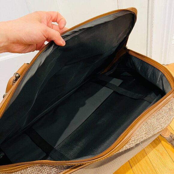 Vintage Pierre Cardin Paris Leather Tweed Luggage Travel Weekender Bag 22 inche - Picture 16 of 16